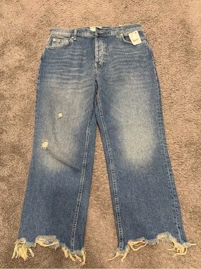 Free People We the Free Straight-Leg Cropped Jeans in Bondi Blue